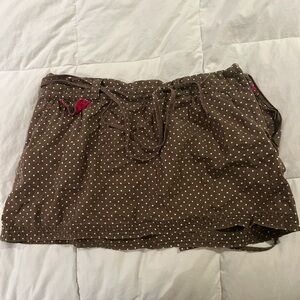 American Eagle Outfitters Brown and White Polka Dot Skirt